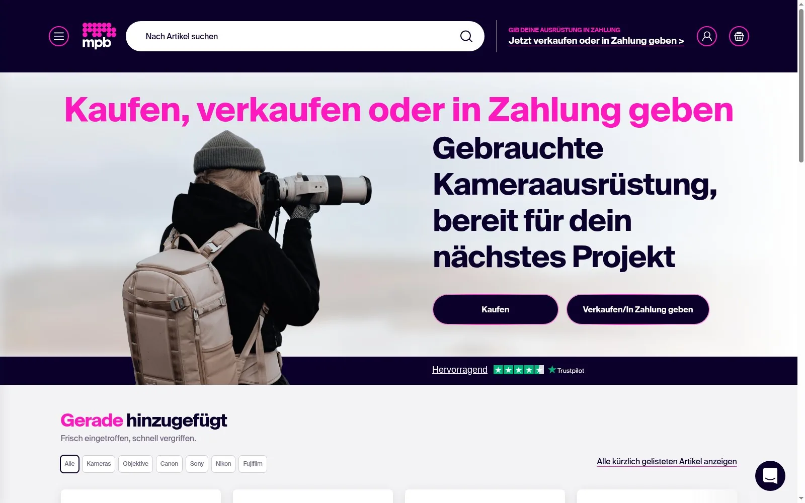 Gebrauchte Kameras und Objektive in Deutschland — MPB offer preview